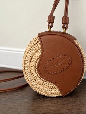 Saint Laurent YSL Mini Raffia Coin Purse Necklace NWT $595 Rare